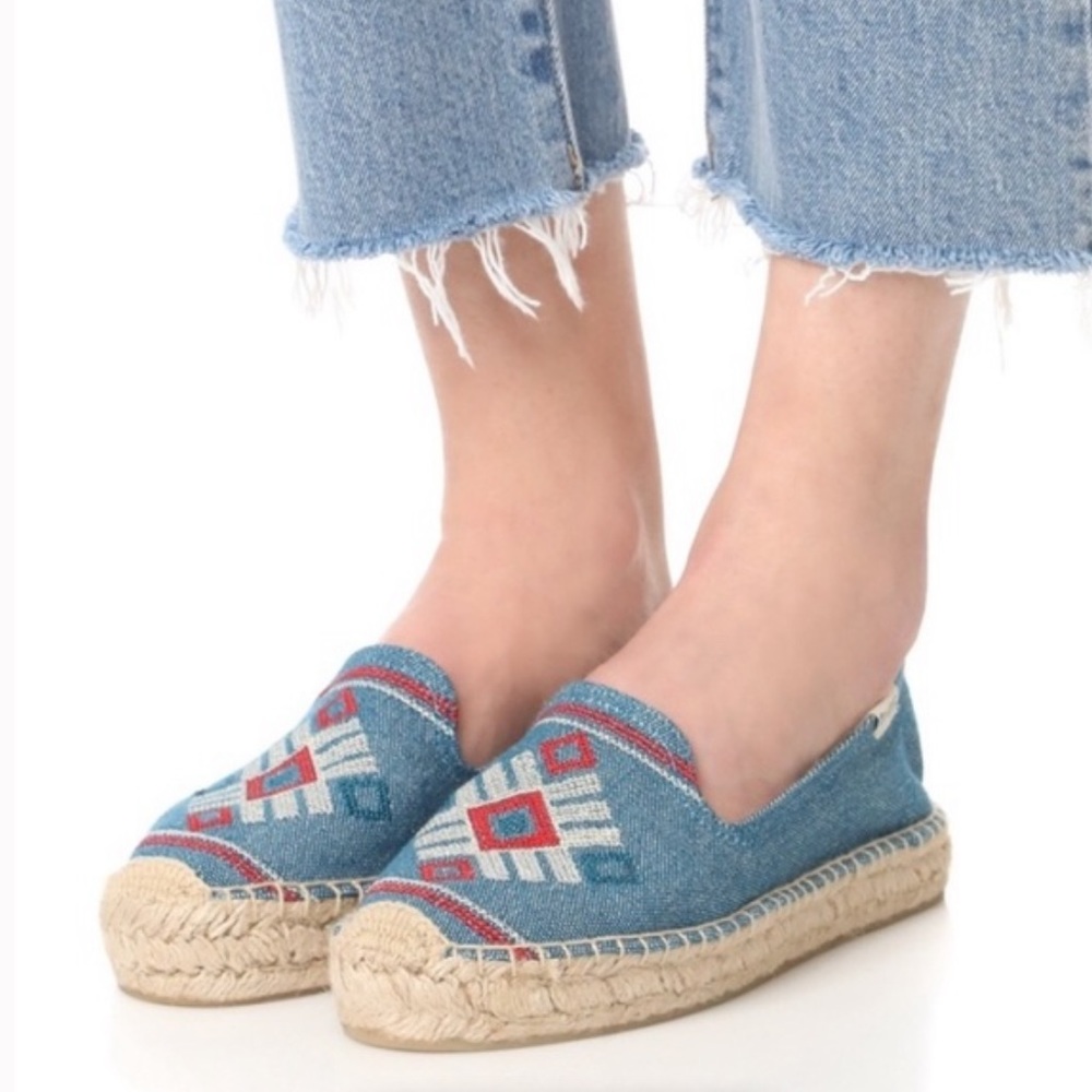 Soludos Denim Aztec Canvas Platform Espadrille Sl… - image 7
